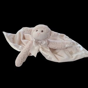 Bearington Baby Collection Lamb Lovey Security Blanket Cream Satin Stuffed Toy
